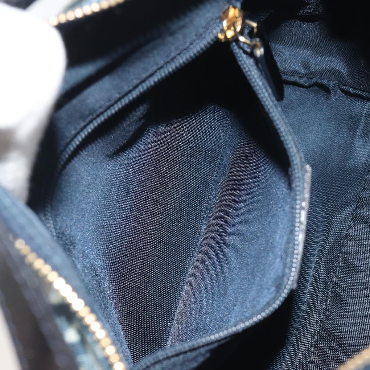 Christian Dior Trotter Canvas Hand Bag PVC Navy Gold Auth 194595V