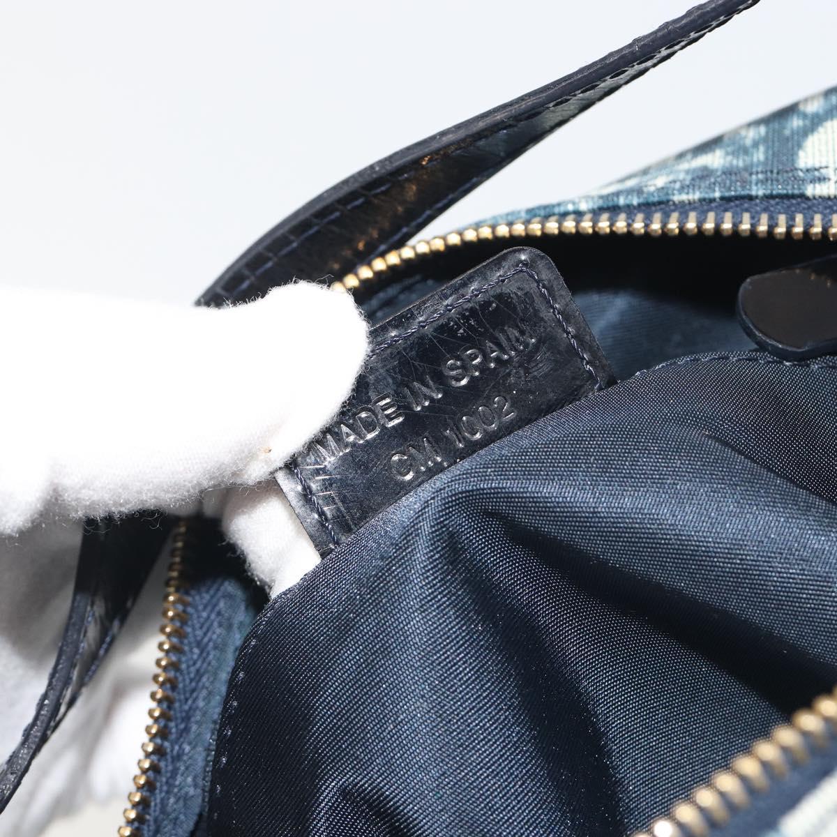 Christian Dior Trotter Canvas Hand Bag PVC Navy Gold Auth 194595V