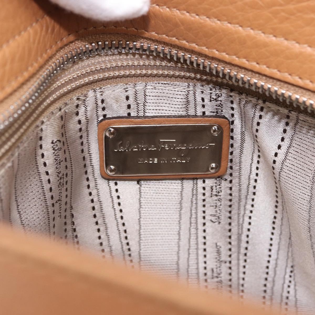 Salvatore Ferragamo Sofia Gancini Hand Bag Leather 2way Beige Silver Auth 194596A