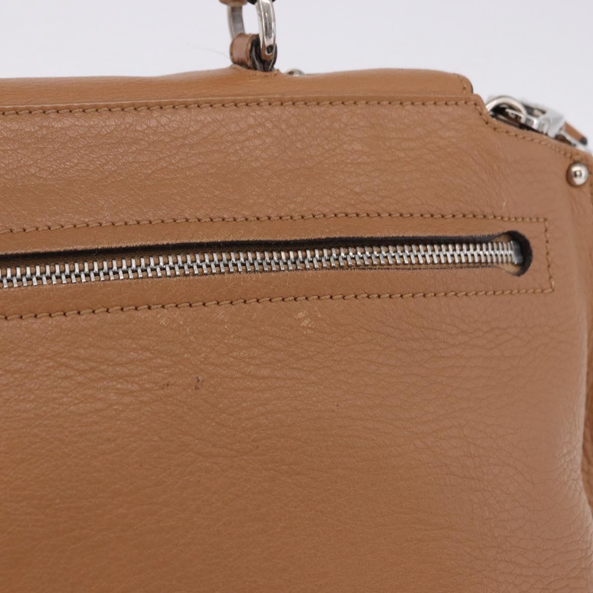 Salvatore Ferragamo Sofia Gancini Hand Bag Leather 2way Beige Silver Auth 194596A