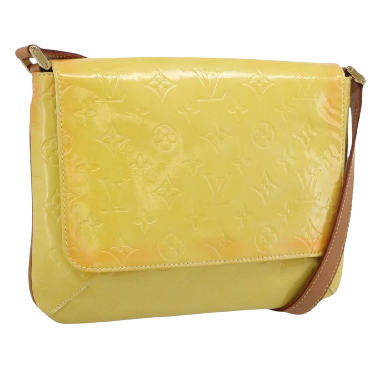 LOUIS VUITTON Monogram Vernis Thompson Street Bag Lime Yellow M91071 Auth 194603