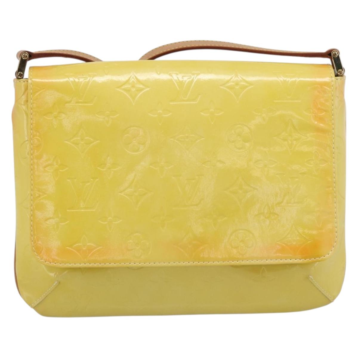 LOUIS VUITTON Monogram Vernis Thompson Street Bag Lime Yellow M91071 Auth 194603