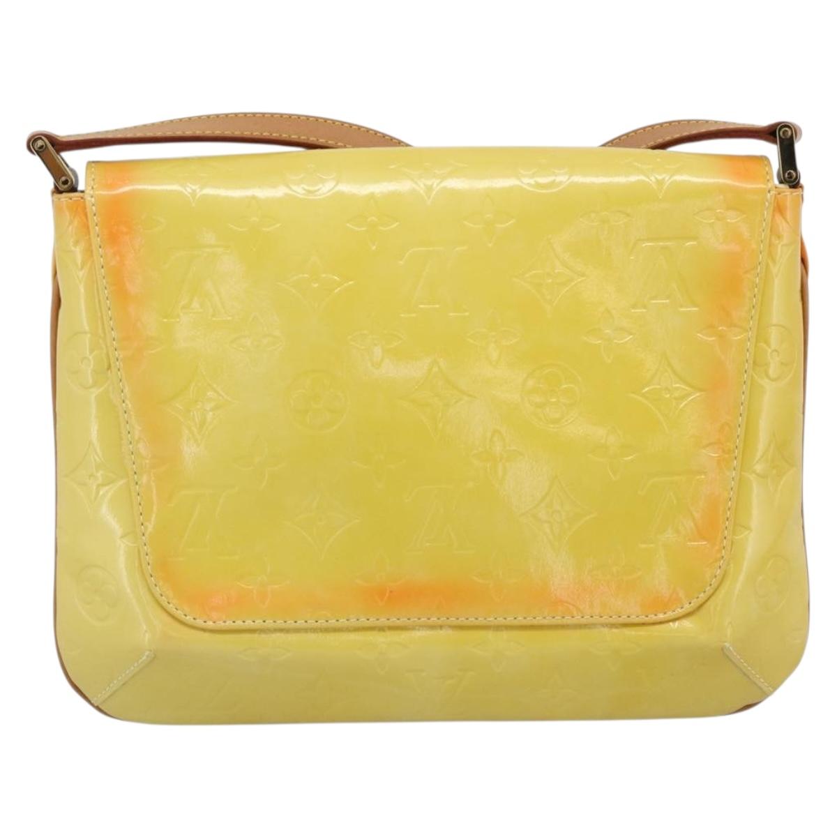 LOUIS VUITTON Monogram Vernis Thompson Street Bag Lime Yellow M91071 Auth 194603