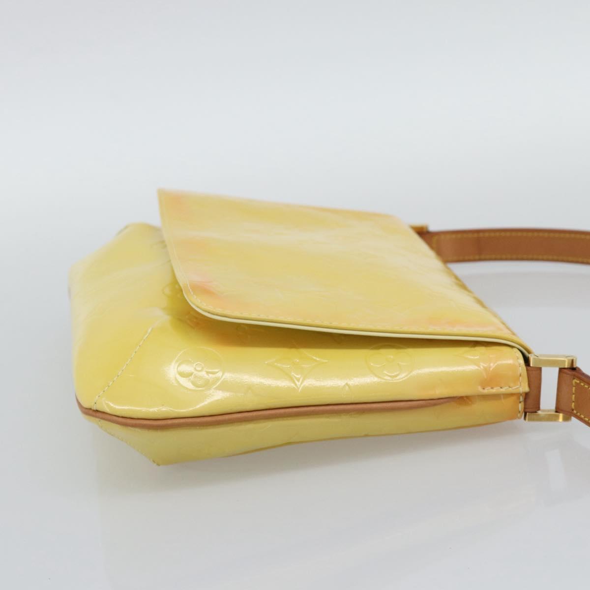 LOUIS VUITTON Monogram Vernis Thompson Street Bag Lime Yellow M91071 Auth 194603