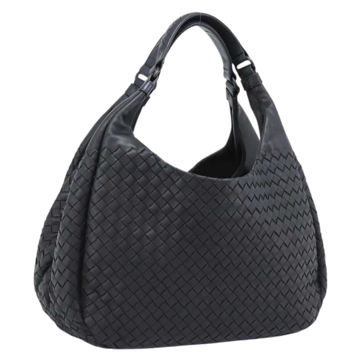BOTTEGA VENETA INTRECCIATO Campana Bag Leather Black Silver Auth 194606SAV