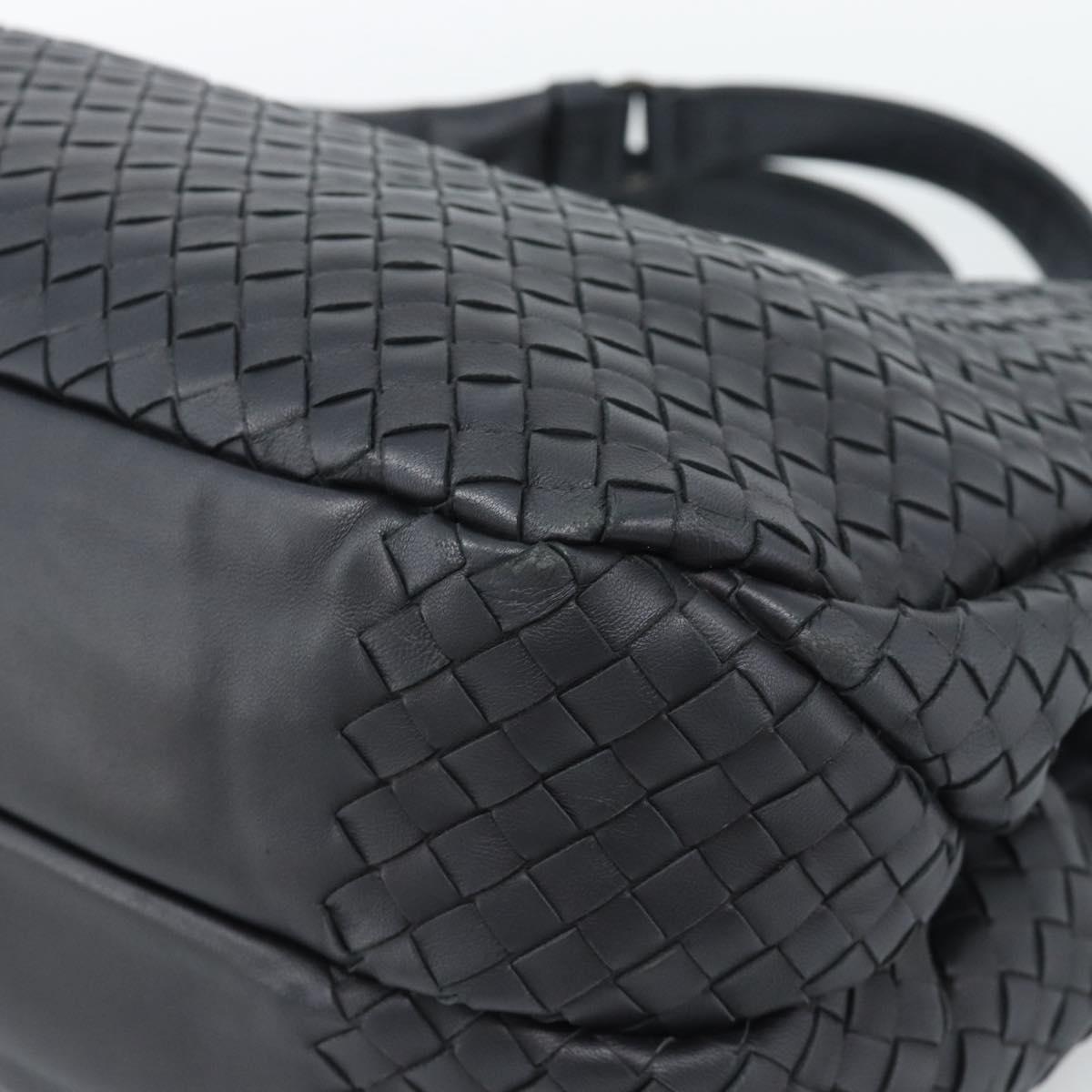 BOTTEGA VENETA INTRECCIATO Campana Bag Leather Black Silver Auth 194606SAV