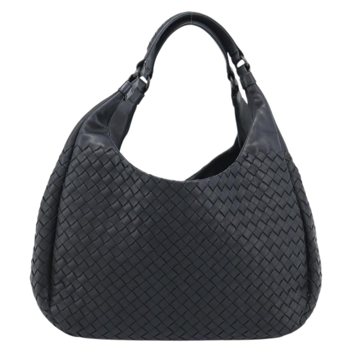 BOTTEGA VENETA INTRECCIATO Campana Bag Leather Black Silver Auth 194606SAV