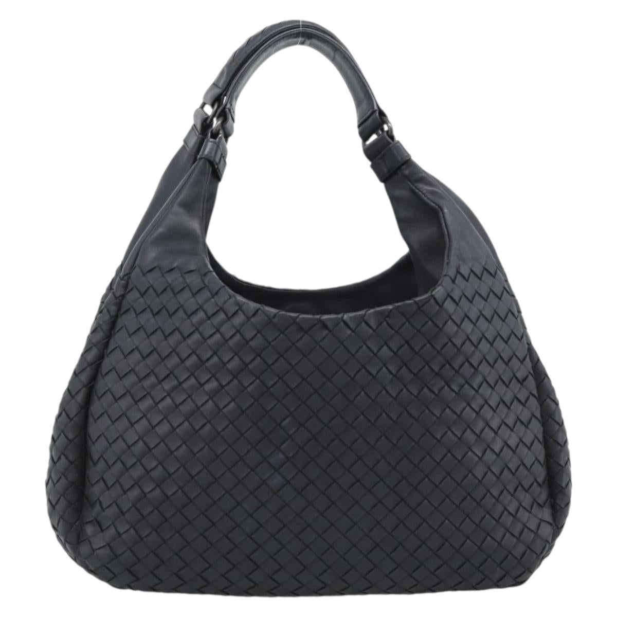 BOTTEGA VENETA INTRECCIATO Campana Bag Leather Black Silver Auth 194606SAV