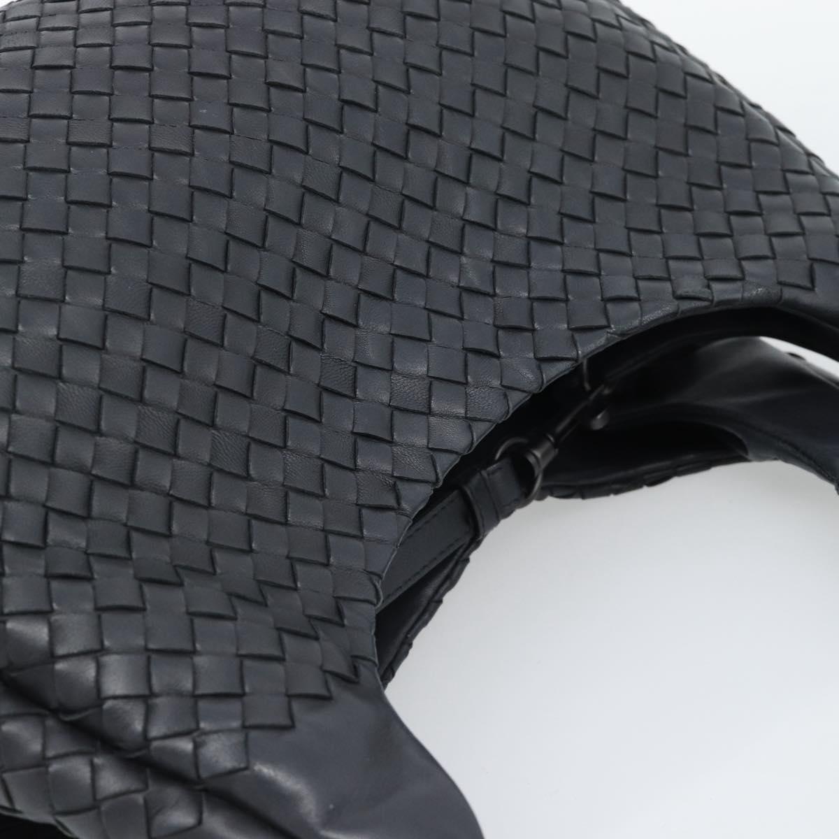 BOTTEGA VENETA INTRECCIATO Campana Bag Leather Black Silver Auth 194606SAV