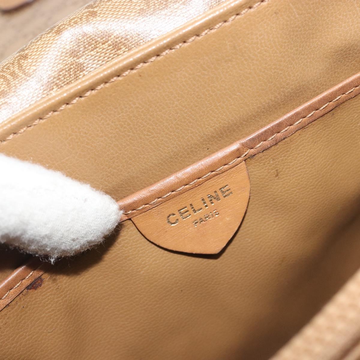 CELINE Macadam Canvas Shoulder Bag PVC Beige Gold Auth 194609