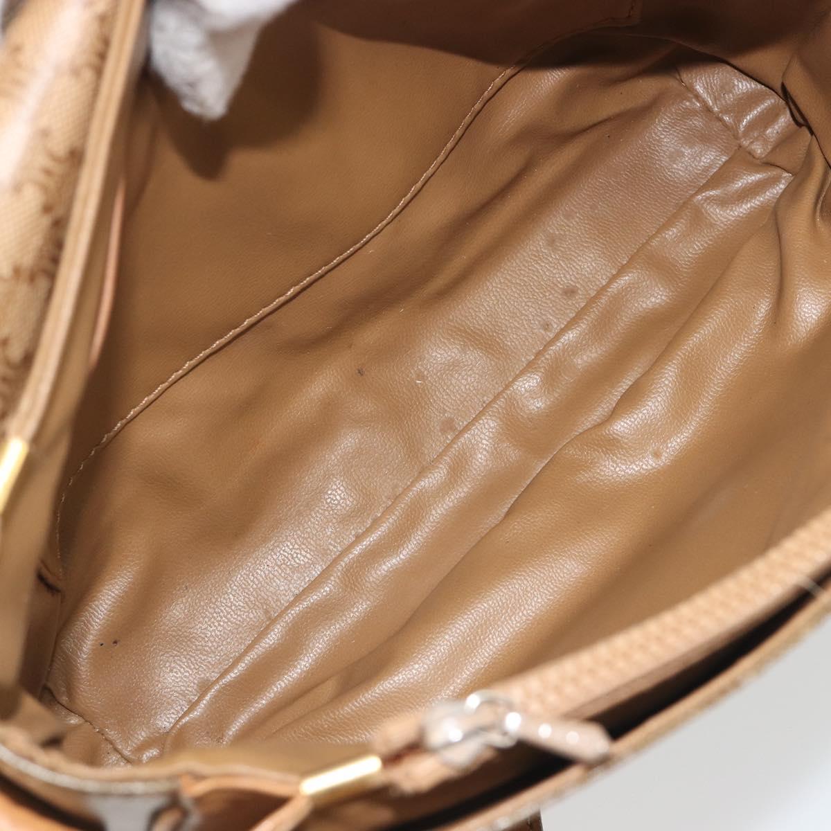 CELINE Macadam Canvas Shoulder Bag PVC Beige Gold Auth 194609