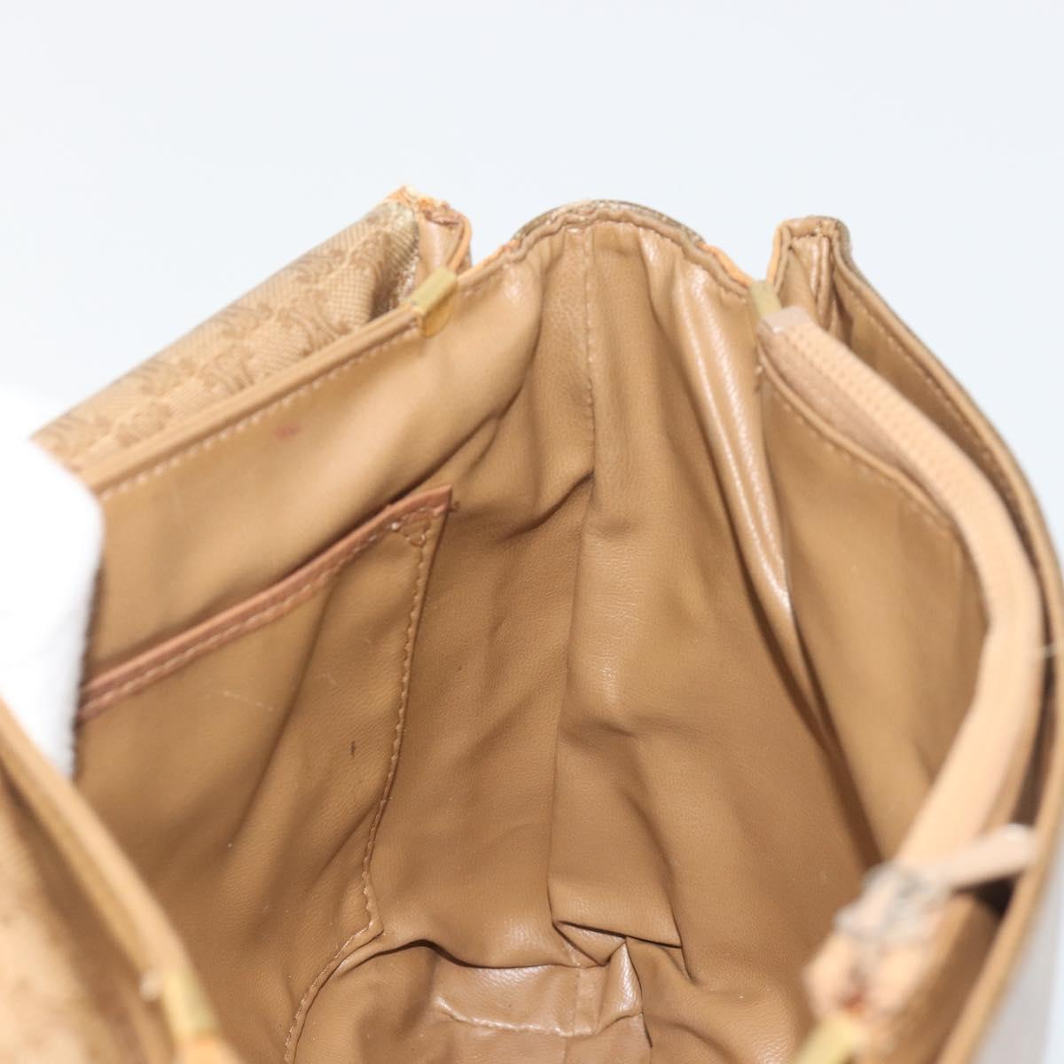 CELINE Macadam Canvas Shoulder Bag PVC Beige Gold Auth 194609