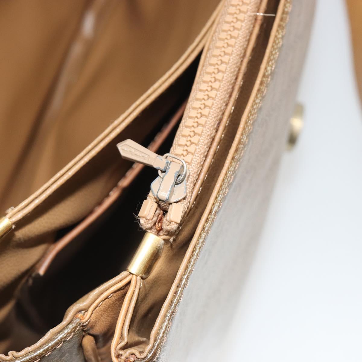 CELINE Macadam Canvas Shoulder Bag PVC Beige Gold Auth 194609