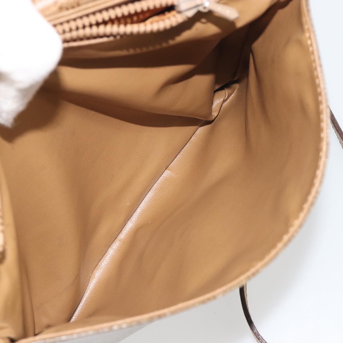 CELINE Macadam Canvas Shoulder Bag PVC Beige Gold Auth 194609