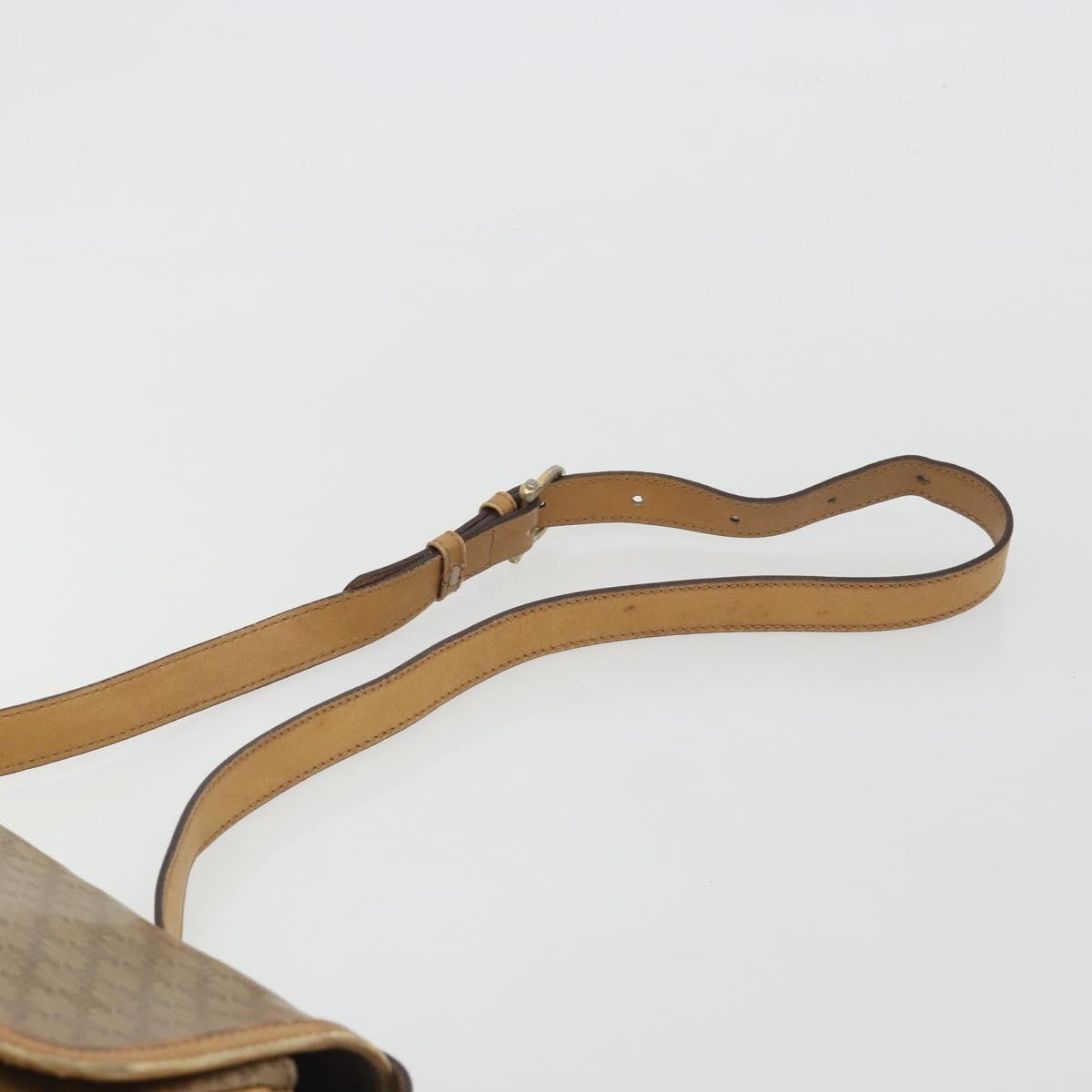 CELINE Macadam Canvas Shoulder Bag PVC Beige Gold Auth 194609