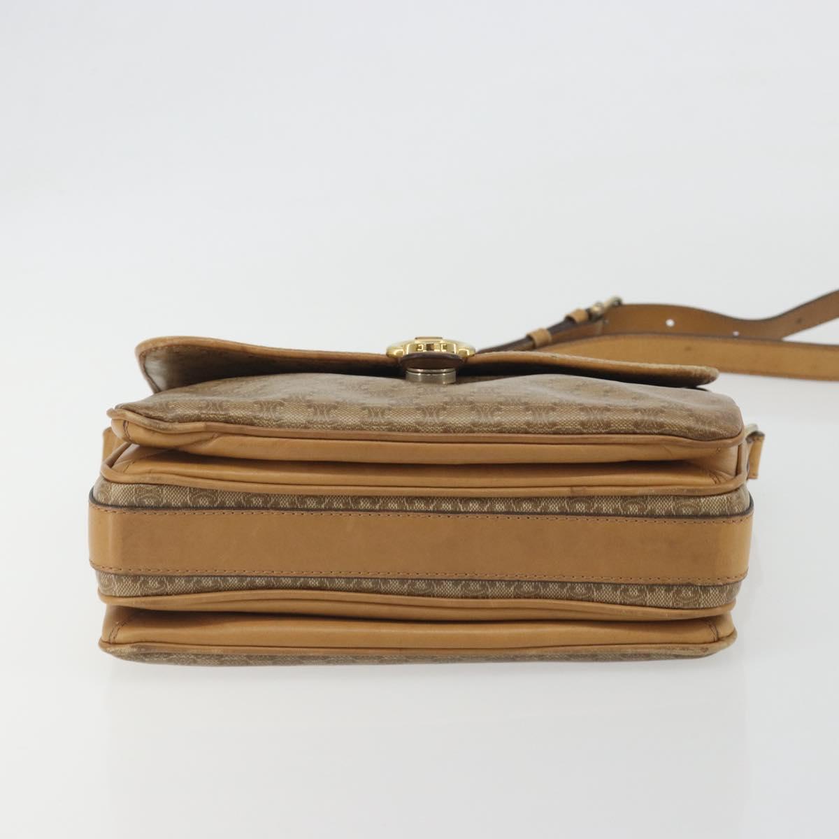 CELINE Macadam Canvas Shoulder Bag PVC Beige Gold Auth 194609