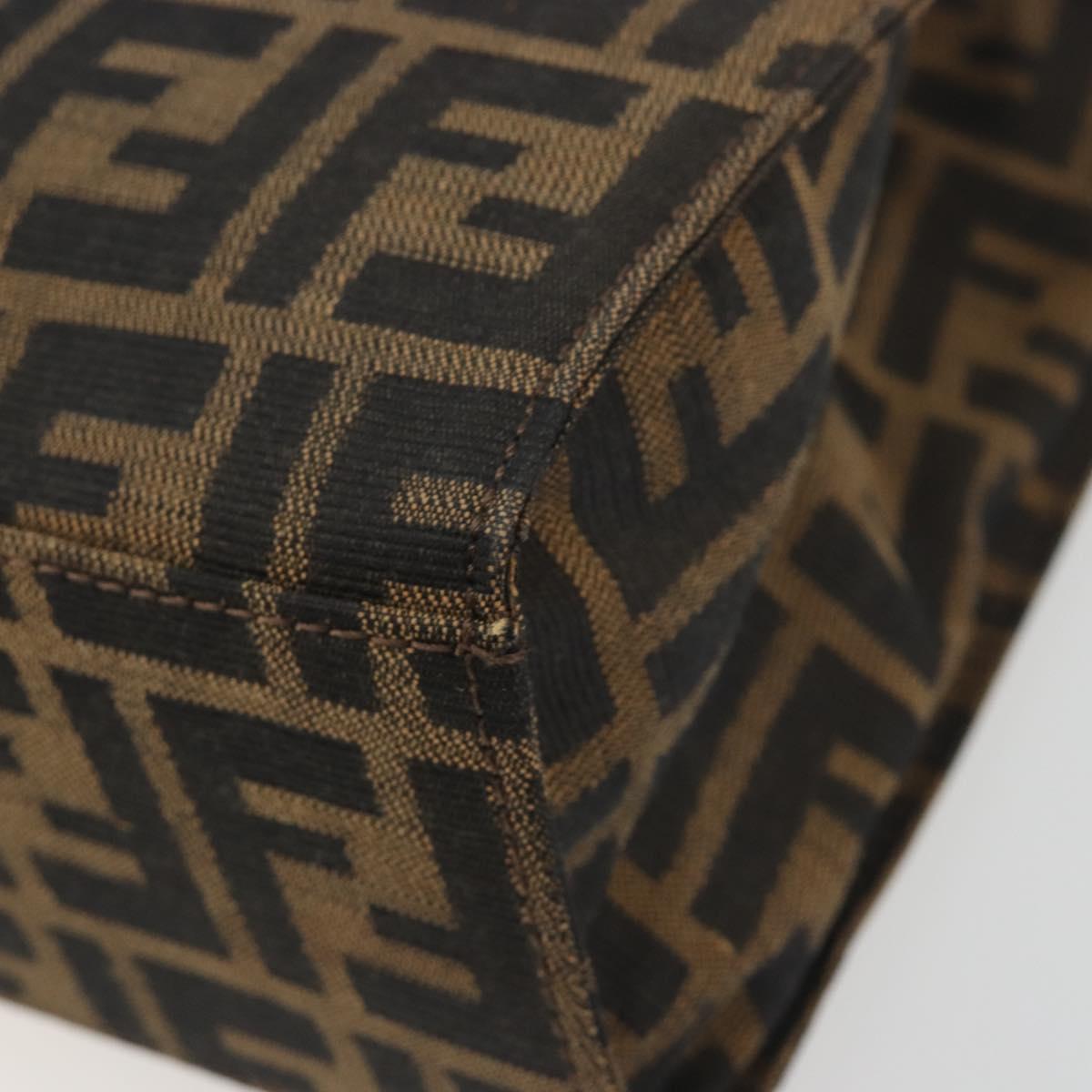 FENDI Zucca Canvas Mamma Baguette Tote Bag Brown Black Auth 194611