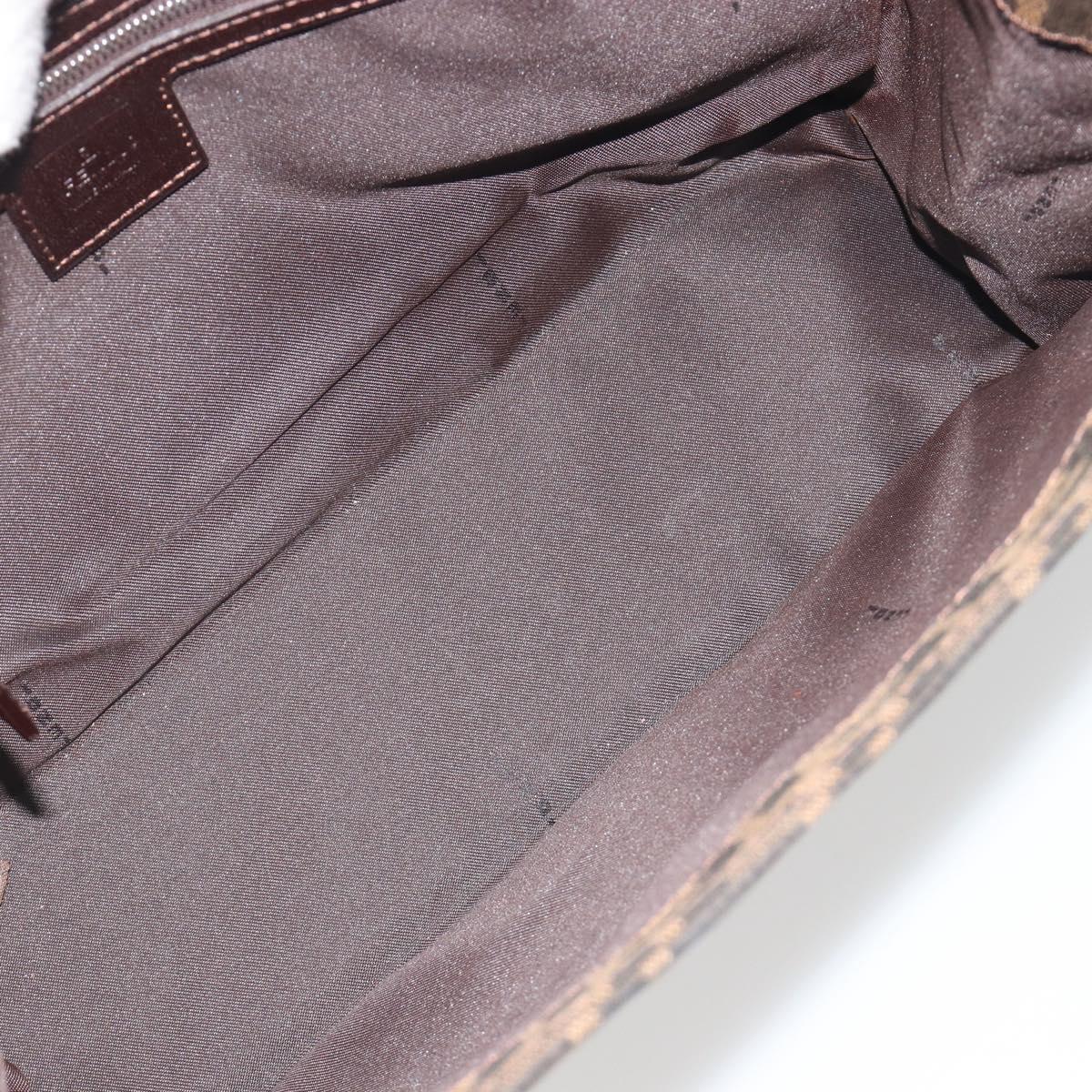 FENDI Zucca Canvas Mamma Baguette Tote Bag Brown Black Auth 194611