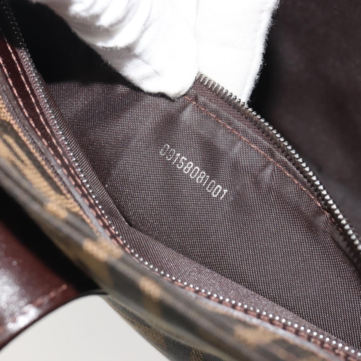 FENDI Zucca Canvas Mamma Baguette Tote Bag Brown Black Auth 194611