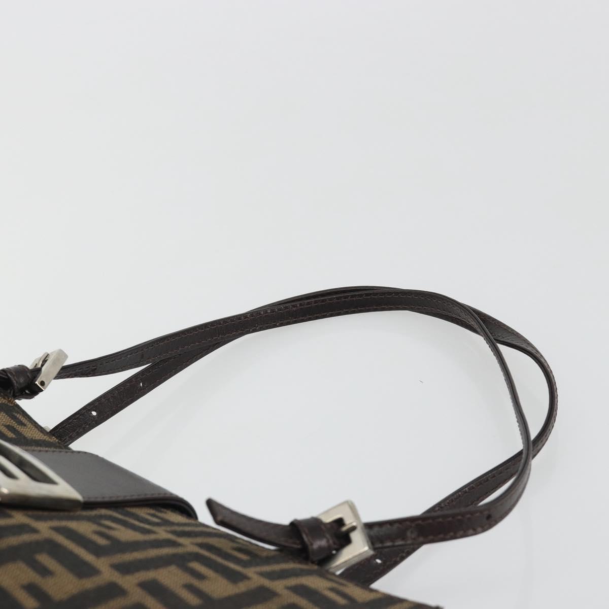 FENDI Zucca Canvas Mamma Baguette Tote Bag Brown Black Auth 194611