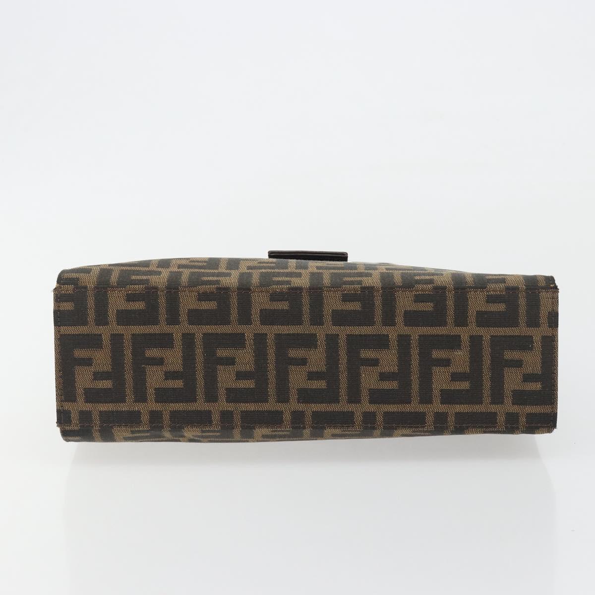 FENDI Zucca Canvas Mamma Baguette Tote Bag Brown Black Auth 194611