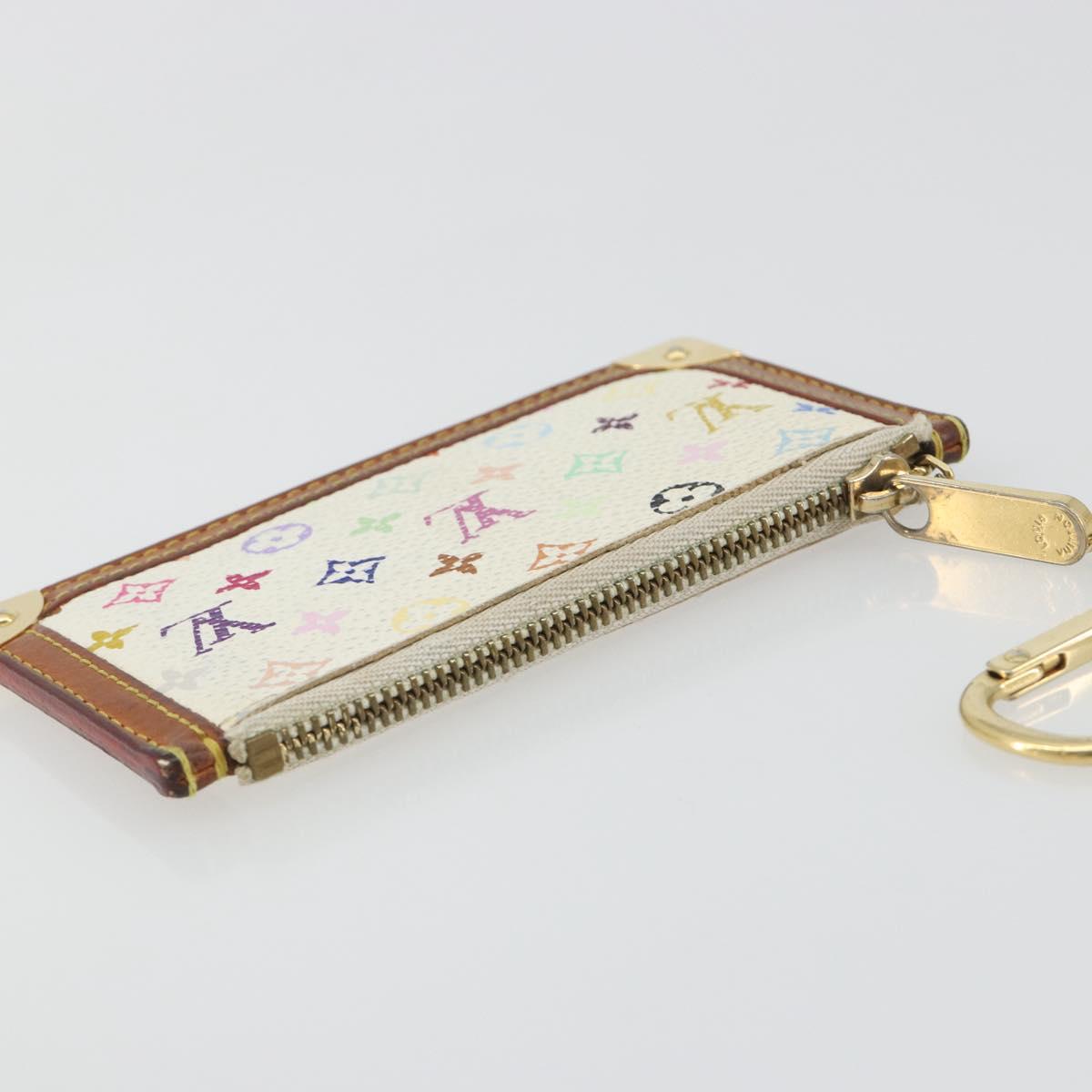 LOUIS VUITTON Monogram Multicolor Pochette Cles Purse White M92655 Auth 194618