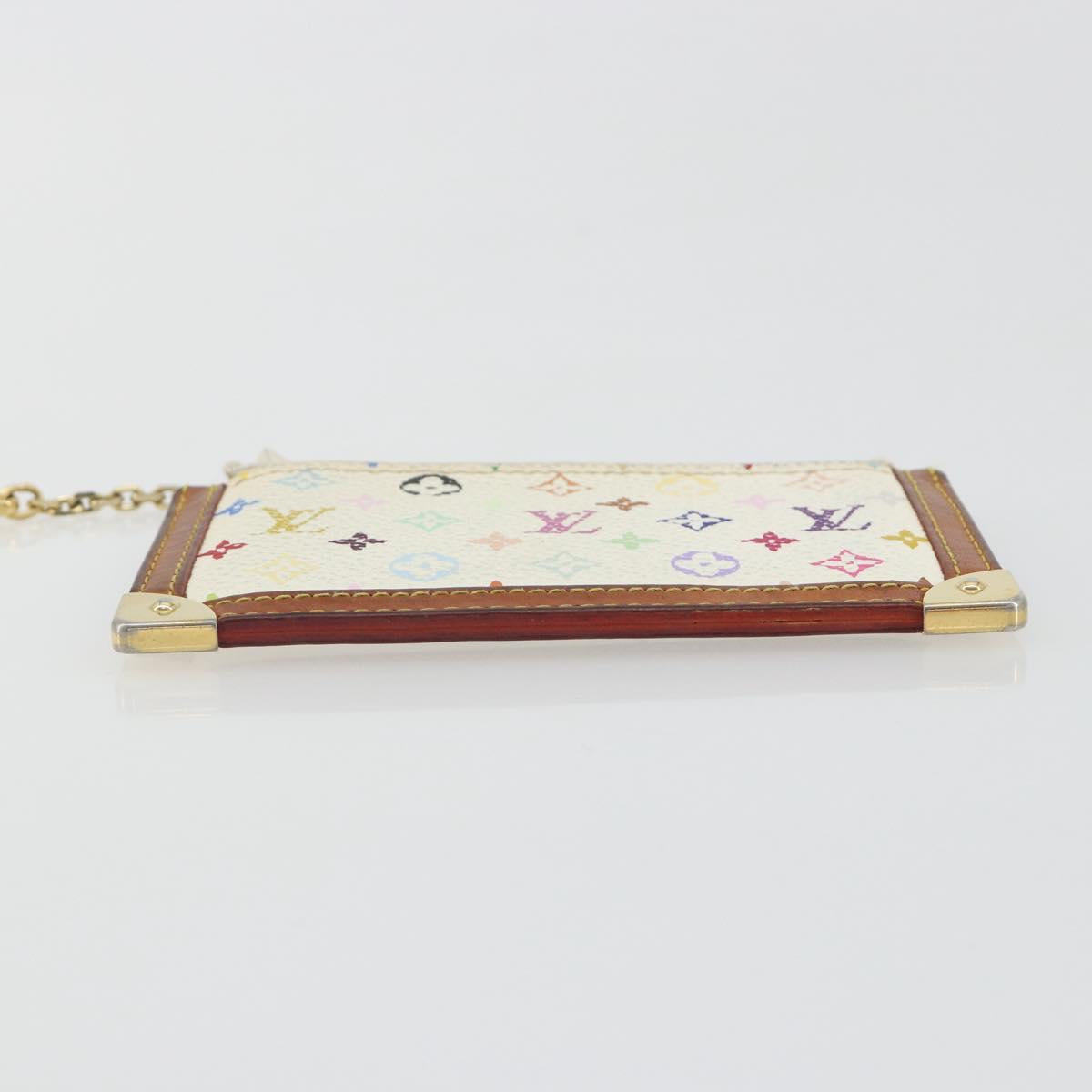 LOUIS VUITTON Monogram Multicolor Pochette Cles Purse White M92655 Auth 194618