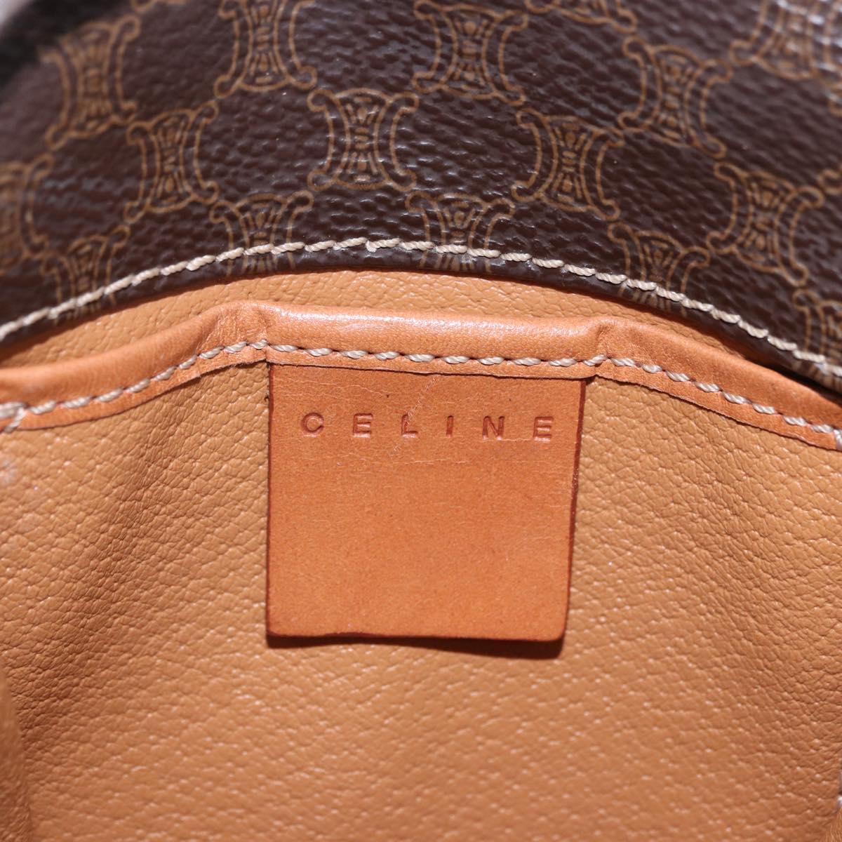 CELINE Macadam Canvas Waist Pouch PVC Leather Brown Gold Auth 194626A