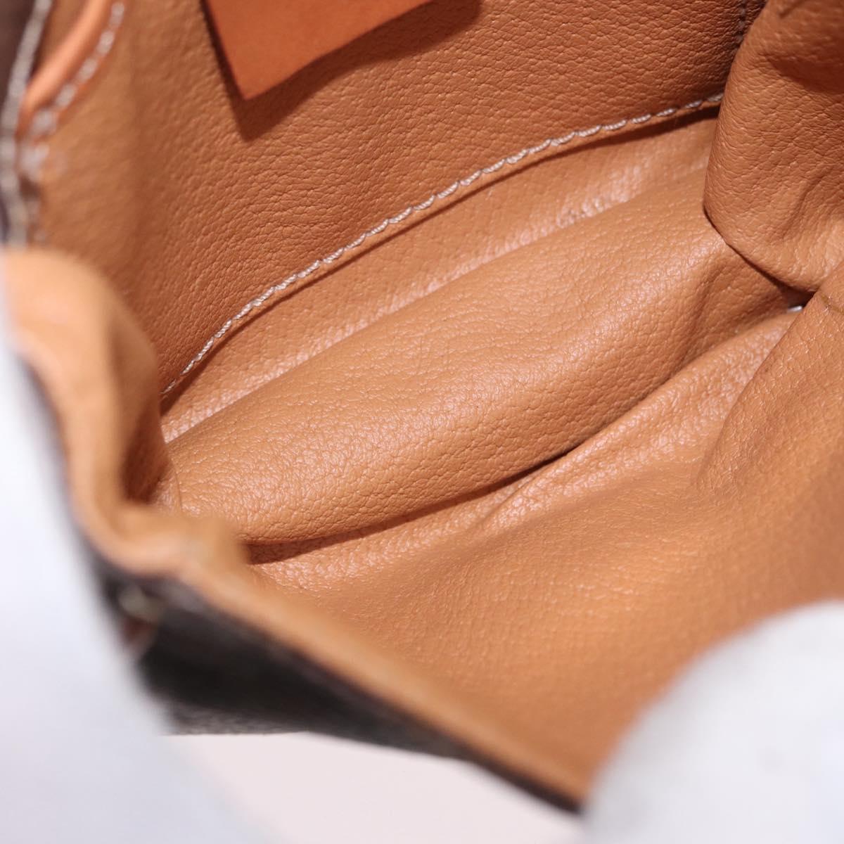 CELINE Macadam Canvas Waist Pouch PVC Leather Brown Gold Auth 194626A