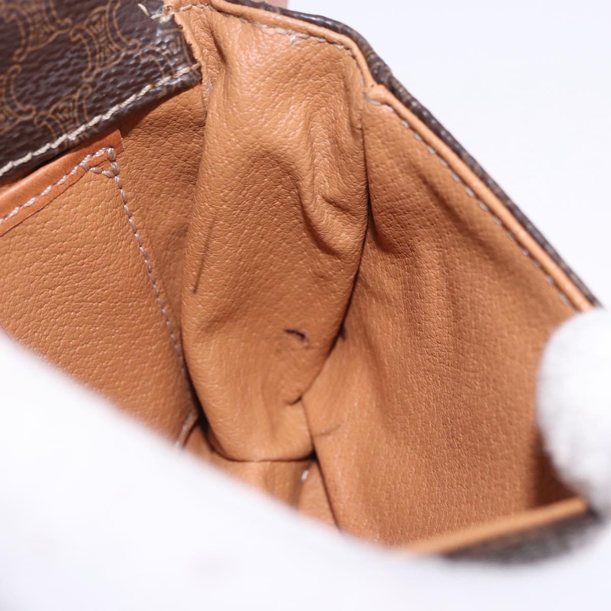 CELINE Macadam Canvas Waist Pouch PVC Leather Brown Gold Auth 194626A