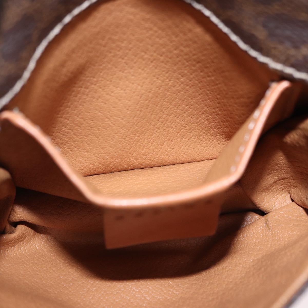 CELINE Macadam Canvas Waist Pouch PVC Leather Brown Gold Auth 194626A