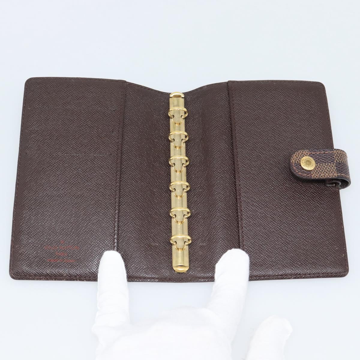 LOUIS VUITTON Damier Ebene Agenda PM Day Planner Cover R20700 LV Auth 194627