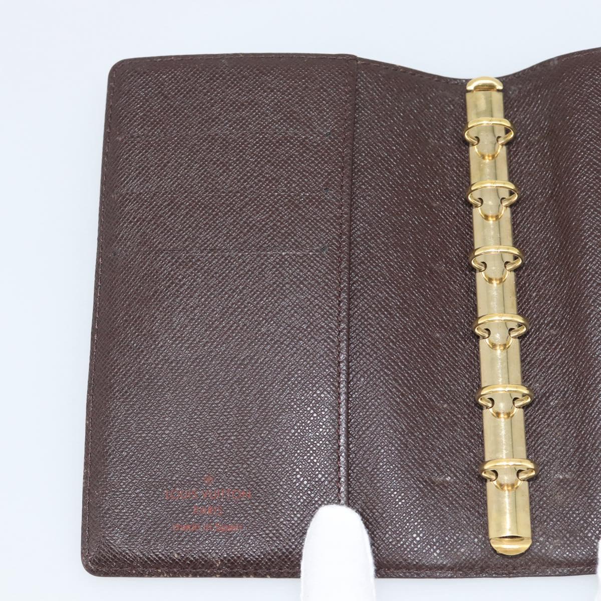 LOUIS VUITTON Damier Ebene Agenda PM Day Planner Cover R20700 LV Auth 194627