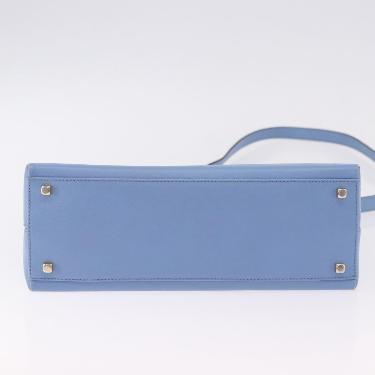 Salvatore Ferragamo Gancini Hand Bag Leather 2way Light Blue Gold Auth 194641A