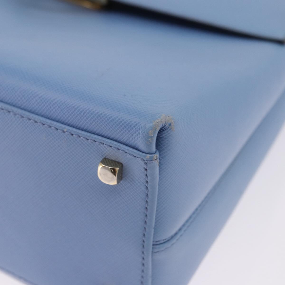 Salvatore Ferragamo Gancini Hand Bag Leather 2way Light Blue Gold Auth 194641A