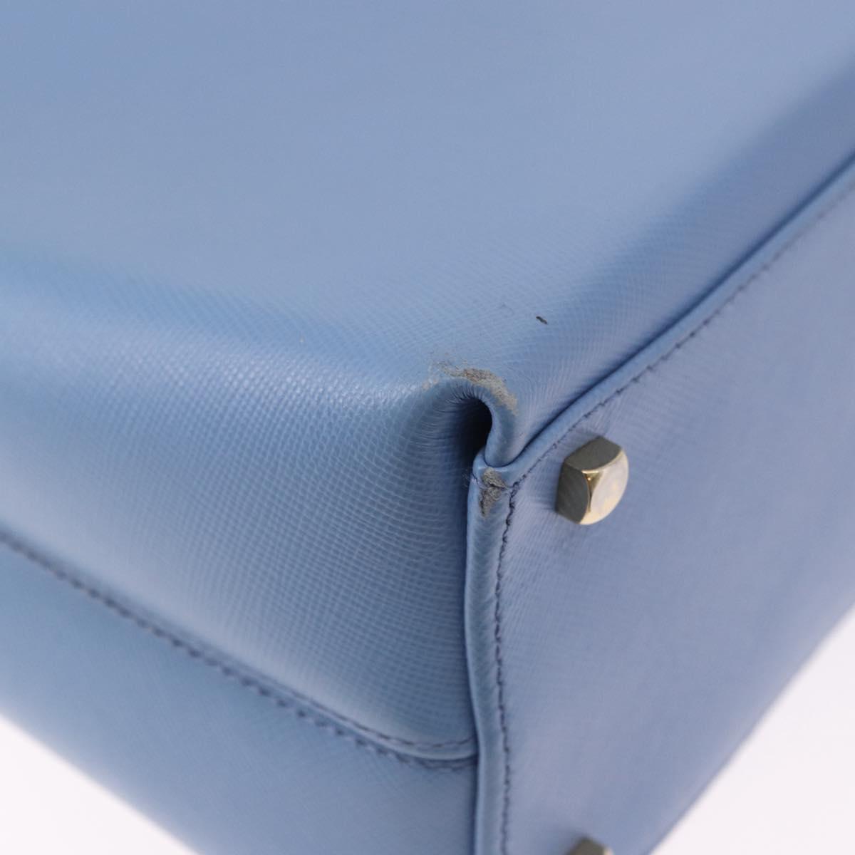Salvatore Ferragamo Gancini Hand Bag Leather 2way Light Blue Gold Auth 194641A