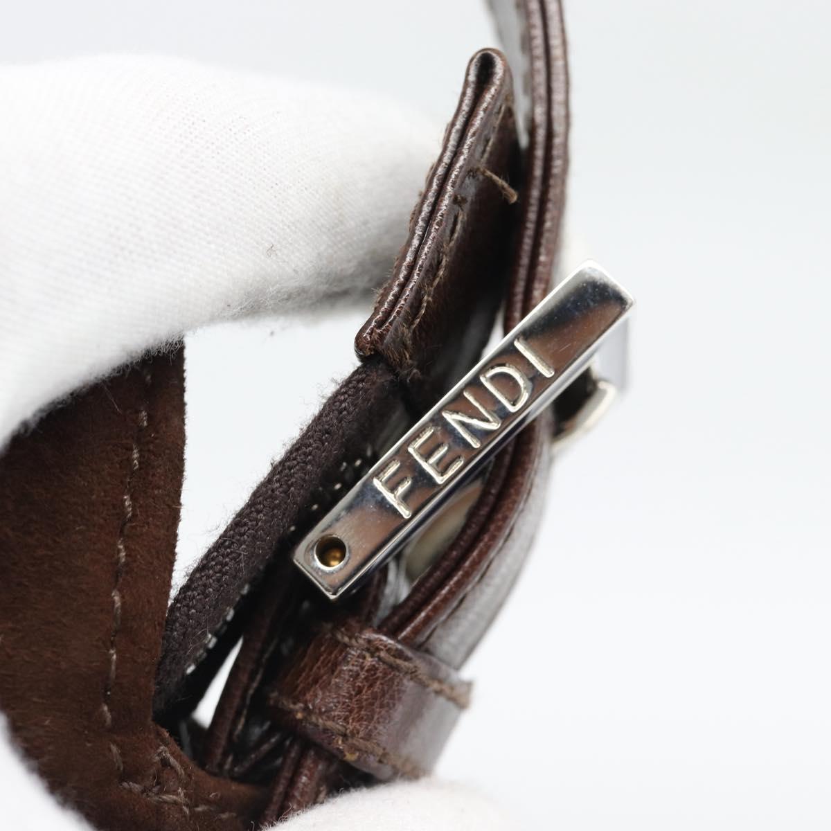 FENDI Mamma Baguette Shoulder Bag Suede Brown Silver Auth 194652V