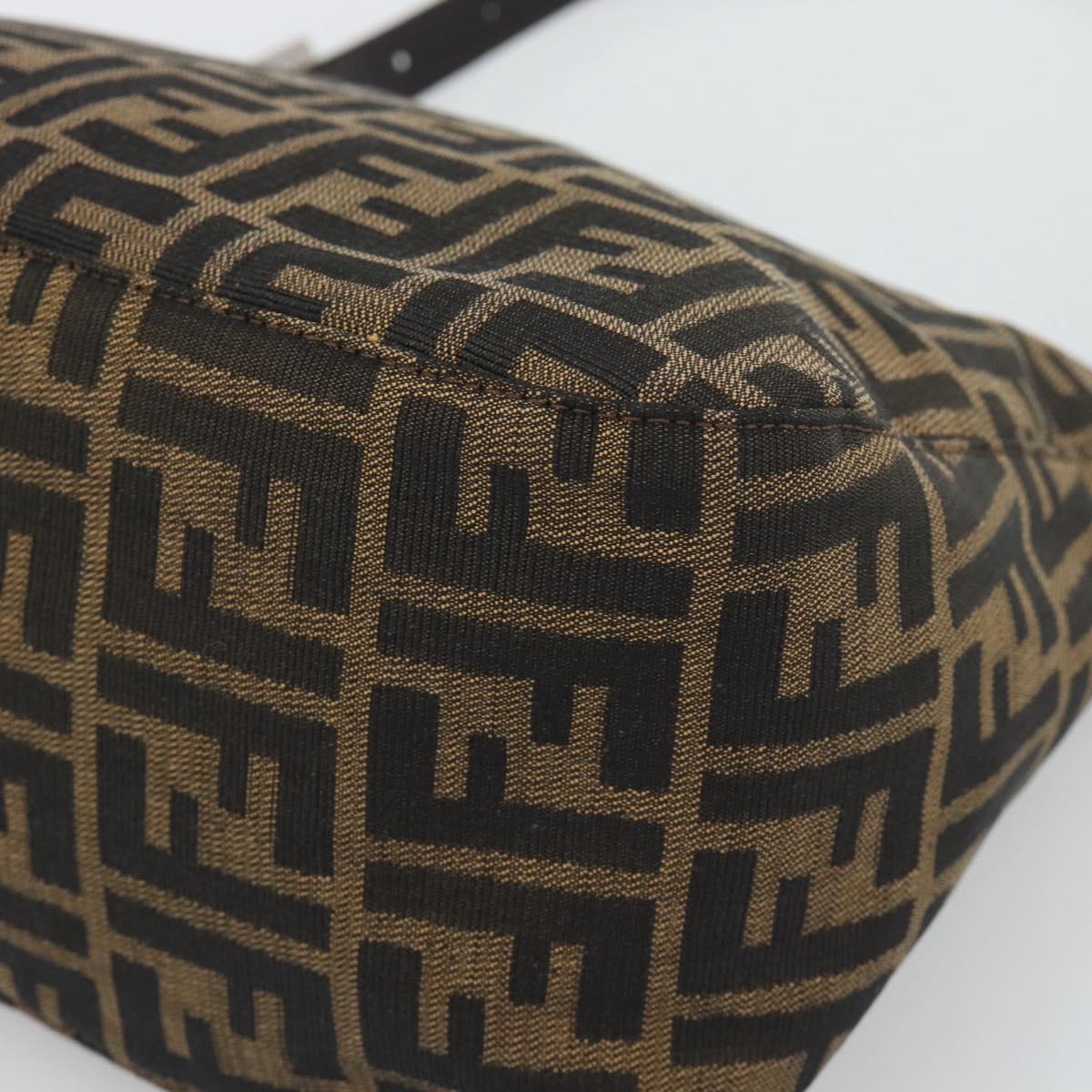 FENDI Zucca Canvas Mamma Baguette Shoulder Bag Brown Black Auth 194653V