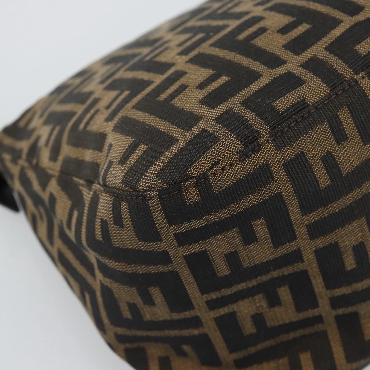 FENDI Zucca Canvas Mamma Baguette Shoulder Bag Brown Black Auth 194653V
