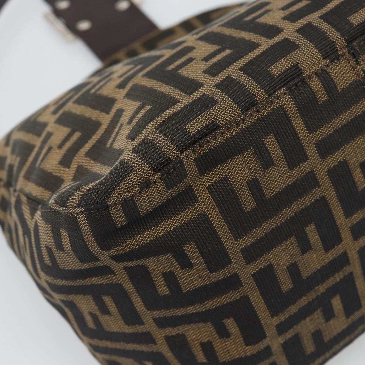 FENDI Zucca Canvas Mamma Baguette Shoulder Bag Brown Black Auth 194653V