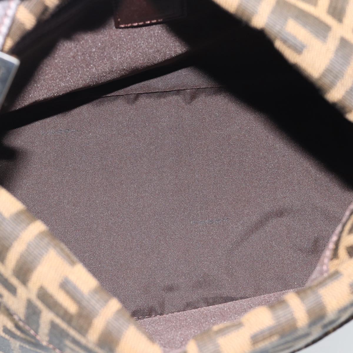 FENDI Zucca Canvas Mamma Baguette Shoulder Bag Brown Black Auth 194653V