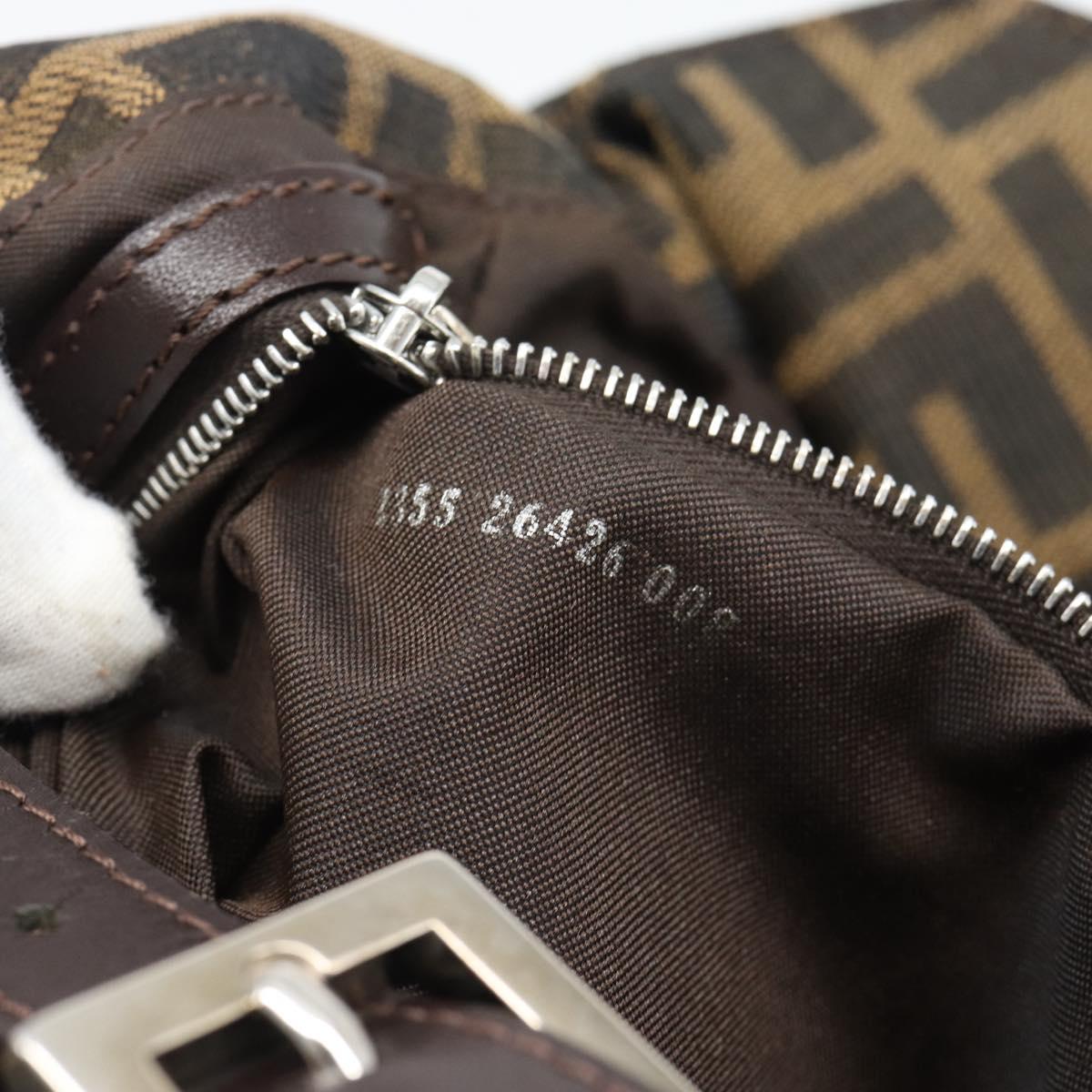 FENDI Zucca Canvas Mamma Baguette Shoulder Bag Brown Black Auth 194653V