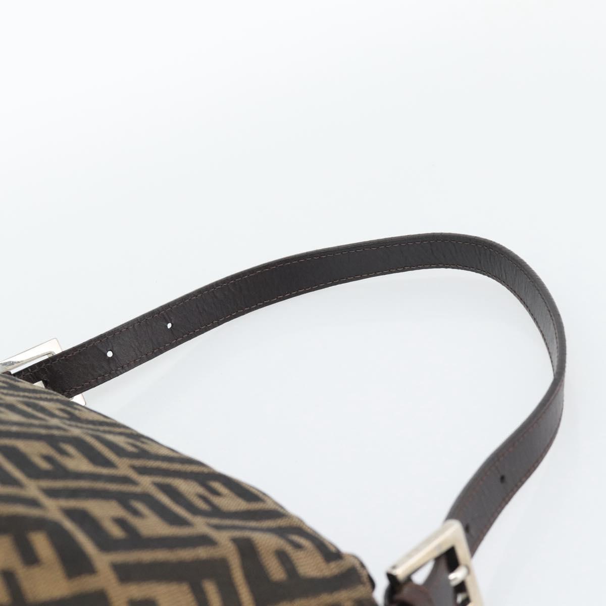 FENDI Zucca Canvas Mamma Baguette Shoulder Bag Brown Black Auth 194653V