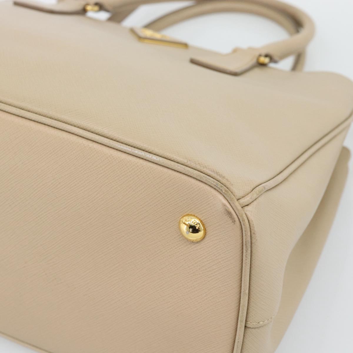 PRADA Galleria Hand Bag Safiano 2way Beige Gold Auth 194655A