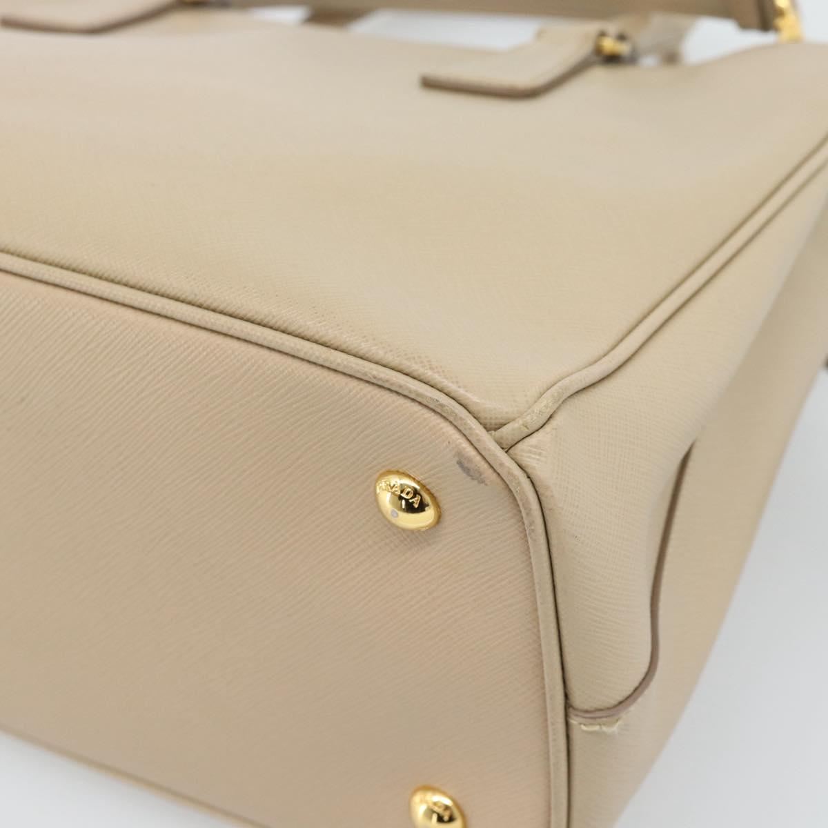 PRADA Galleria Hand Bag Safiano 2way Beige Gold Auth 194655A