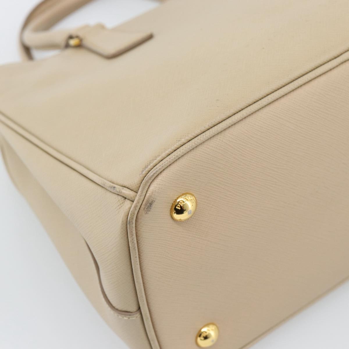 PRADA Galleria Hand Bag Safiano 2way Beige Gold Auth 194655A