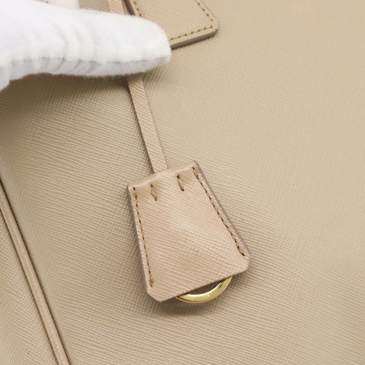 PRADA Galleria Hand Bag Safiano 2way Beige Gold Auth 194655A