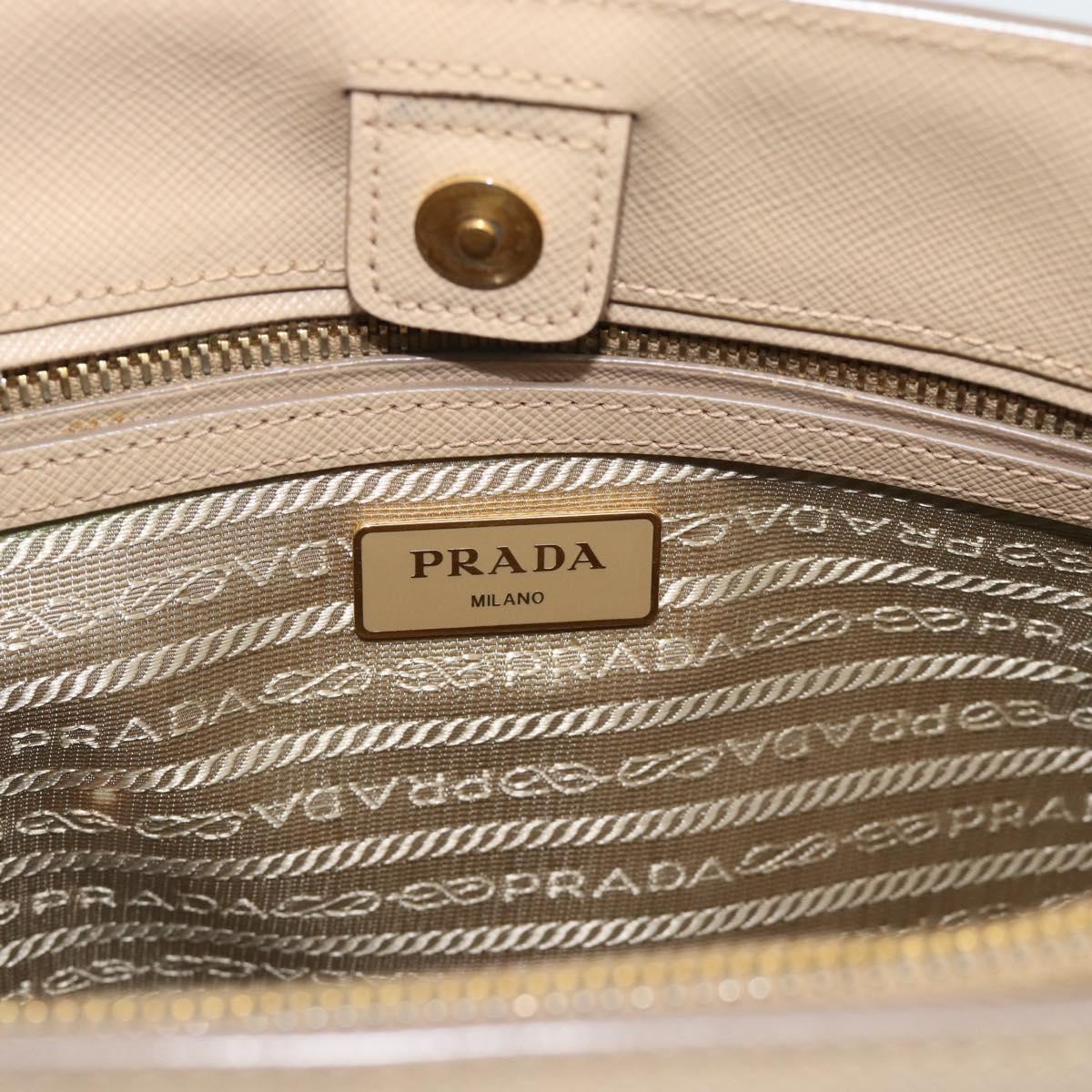 PRADA Galleria Hand Bag Safiano 2way Beige Gold Auth 194655A