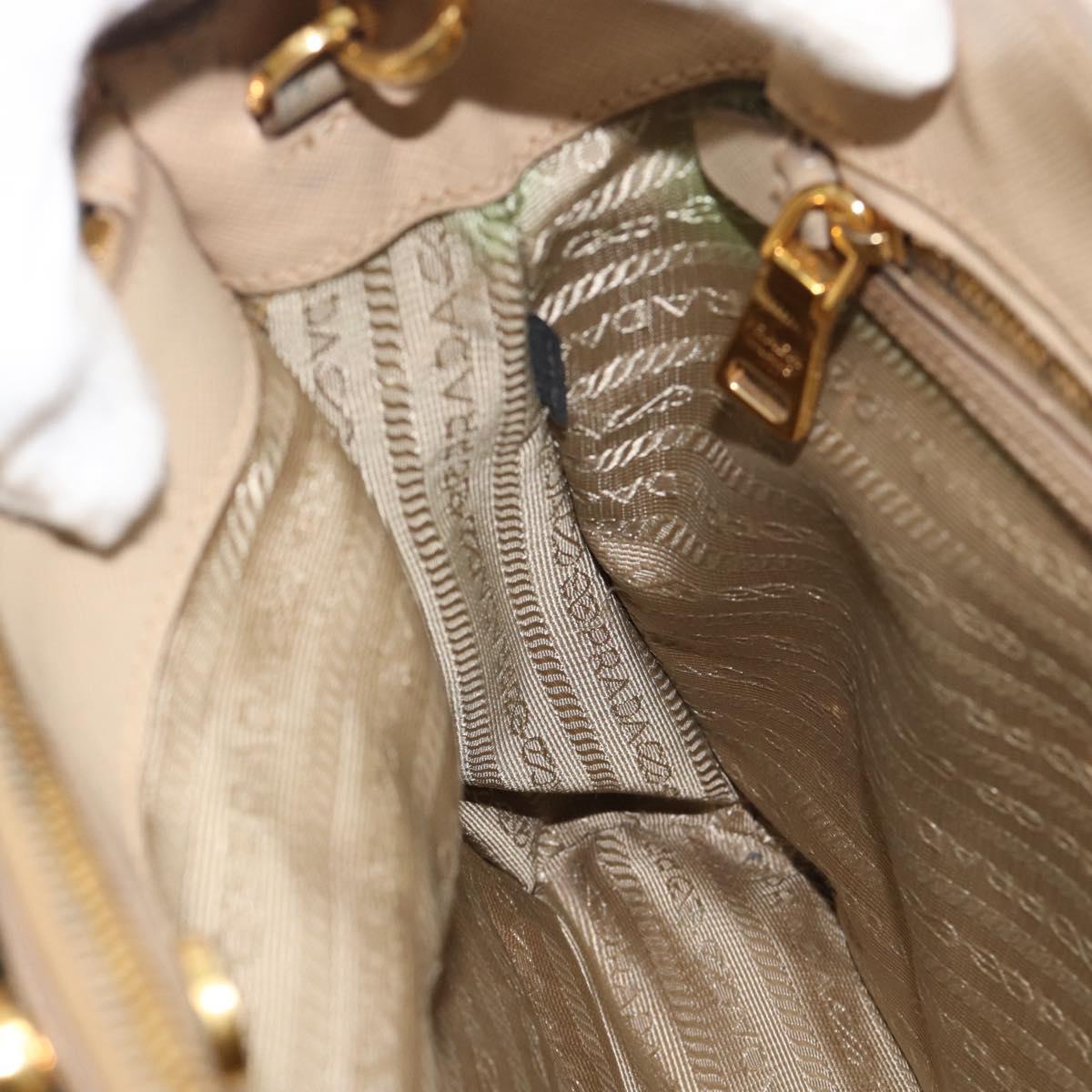 PRADA Galleria Hand Bag Safiano 2way Beige Gold Auth 194655A