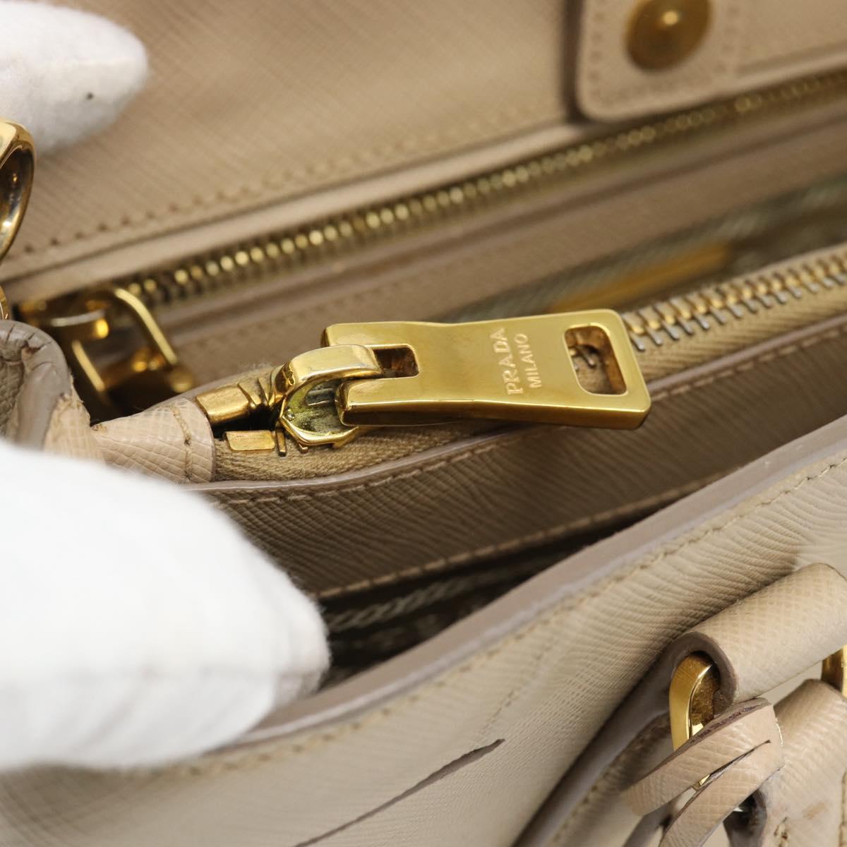 PRADA Galleria Hand Bag Safiano 2way Beige Gold Auth 194655A
